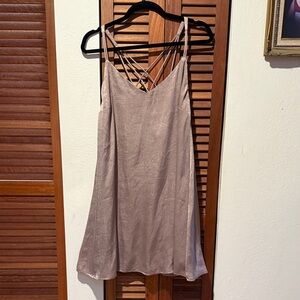 Love Riche Shimmering Tan Mini Dress